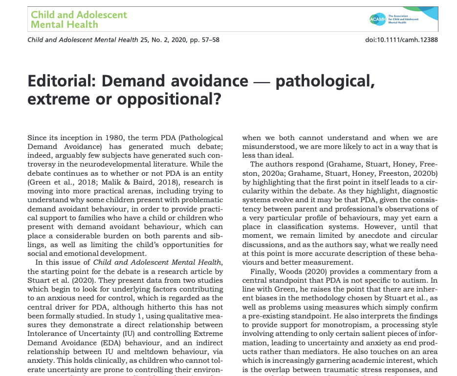 Journal Article - Ozsivadjian_2020 _Editorial _Demand avoidance pathological extreme or oppositional