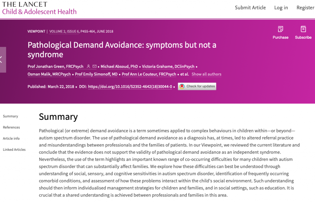 Journal Article - PDA: Symptoms but not a syndrome